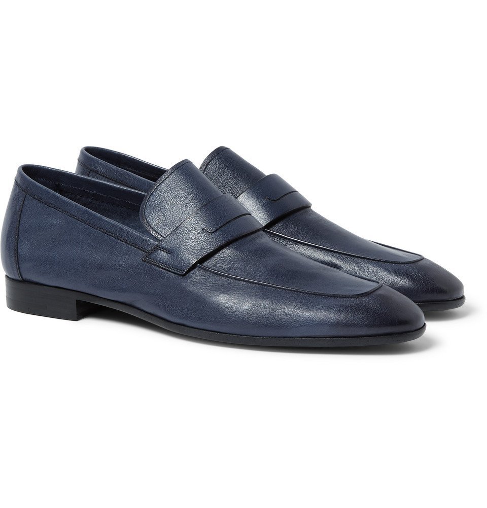 Berluti - Lorenzo Polished Full-Grain Leather Loafers - Navy Berluti