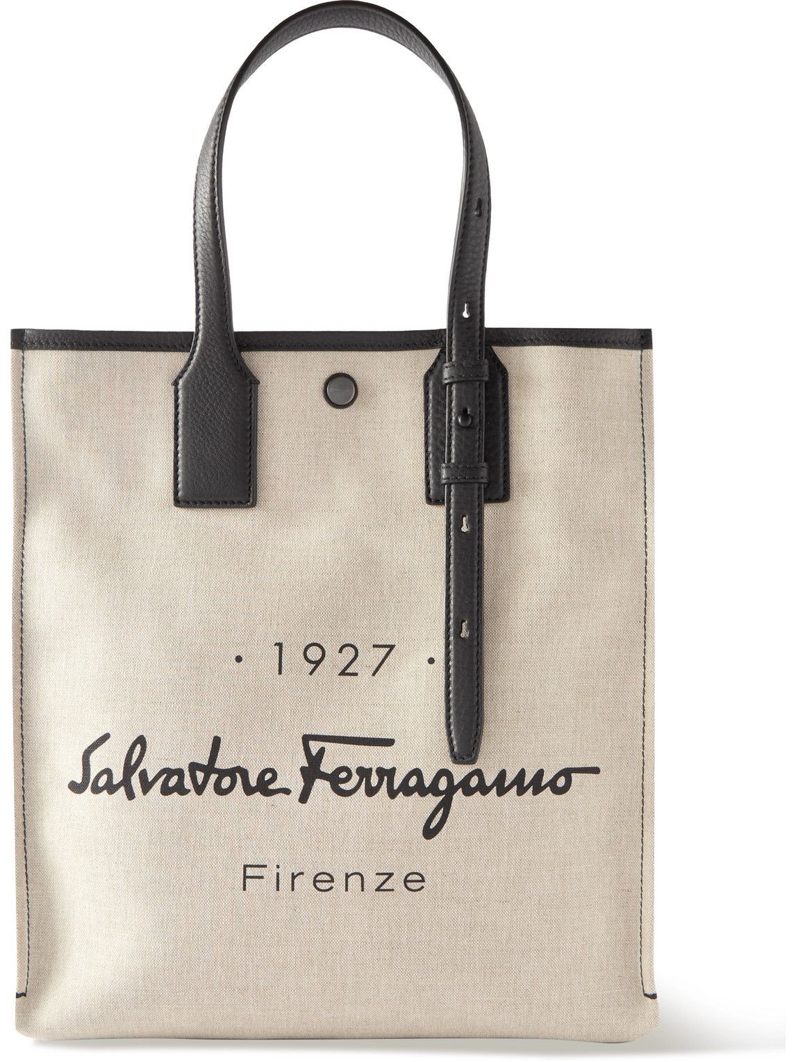 Salvatore Ferregamo - 1927 Logo-Print Full-Grain Leather-Trimmed Canvas ...