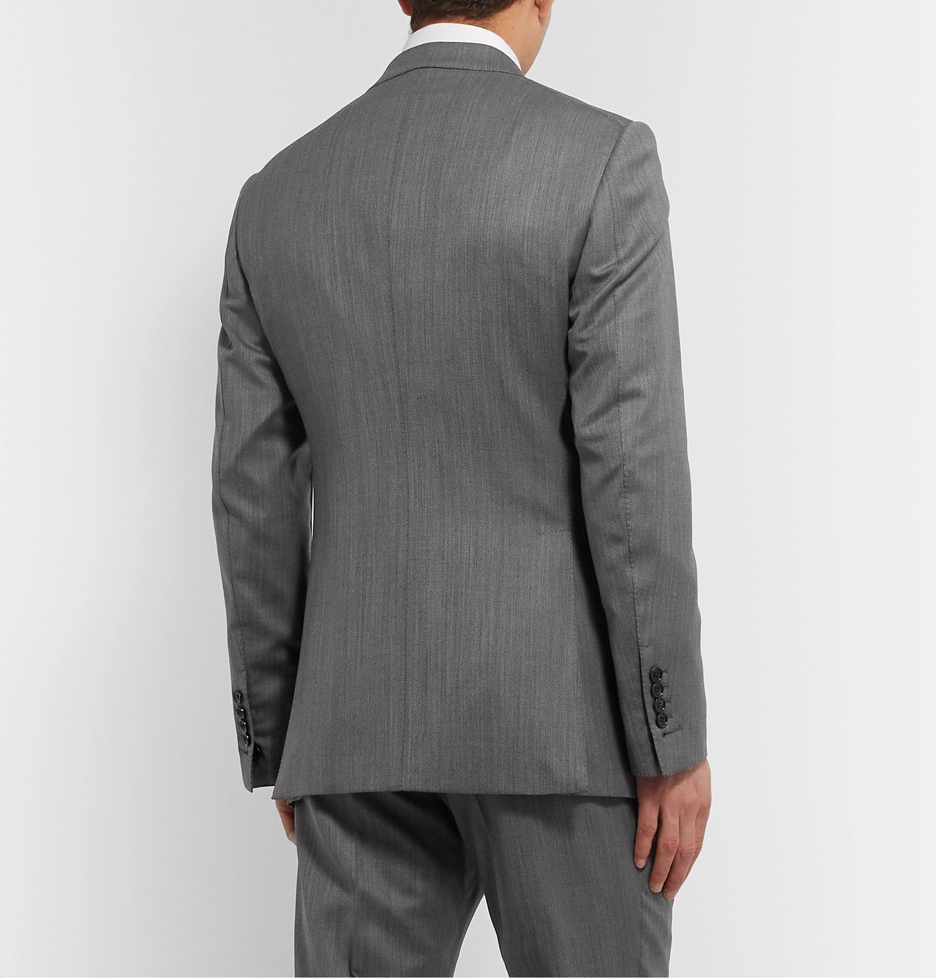 TOM FORD - Shelton Slim-Fit Herringbone Wool and Silk-Blend Suit Jacket -  Gray TOM FORD