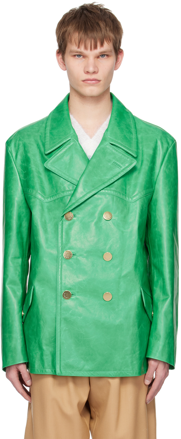Photo: Marni Green Double-Breasted Leather Jacket