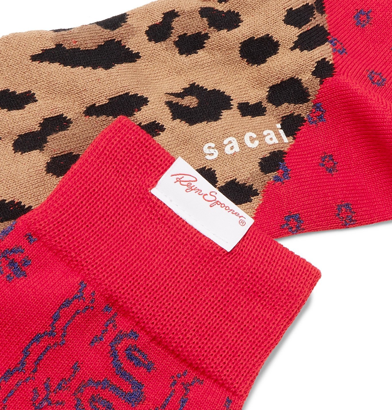 Sacai - Patchwork Cotton-Blend Socks - Red Sacai