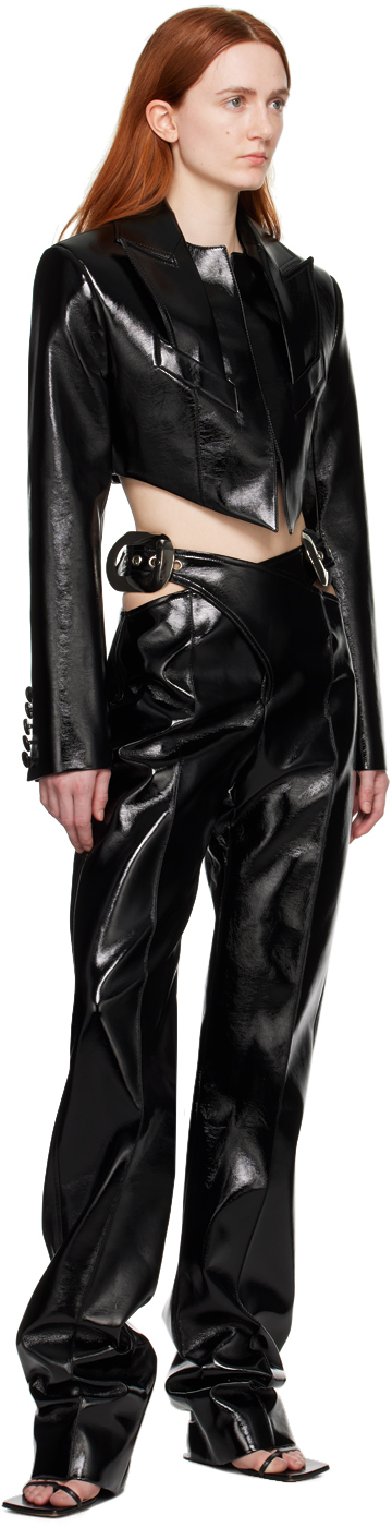 Aleksandre Akhalkatsishvili Black Cropped Faux-Leather Jacket ...
