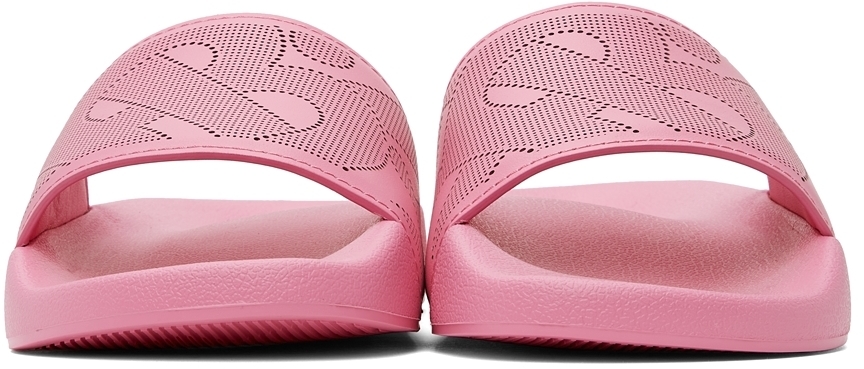 Burberry Pink Monogram Furley Slides Burberry