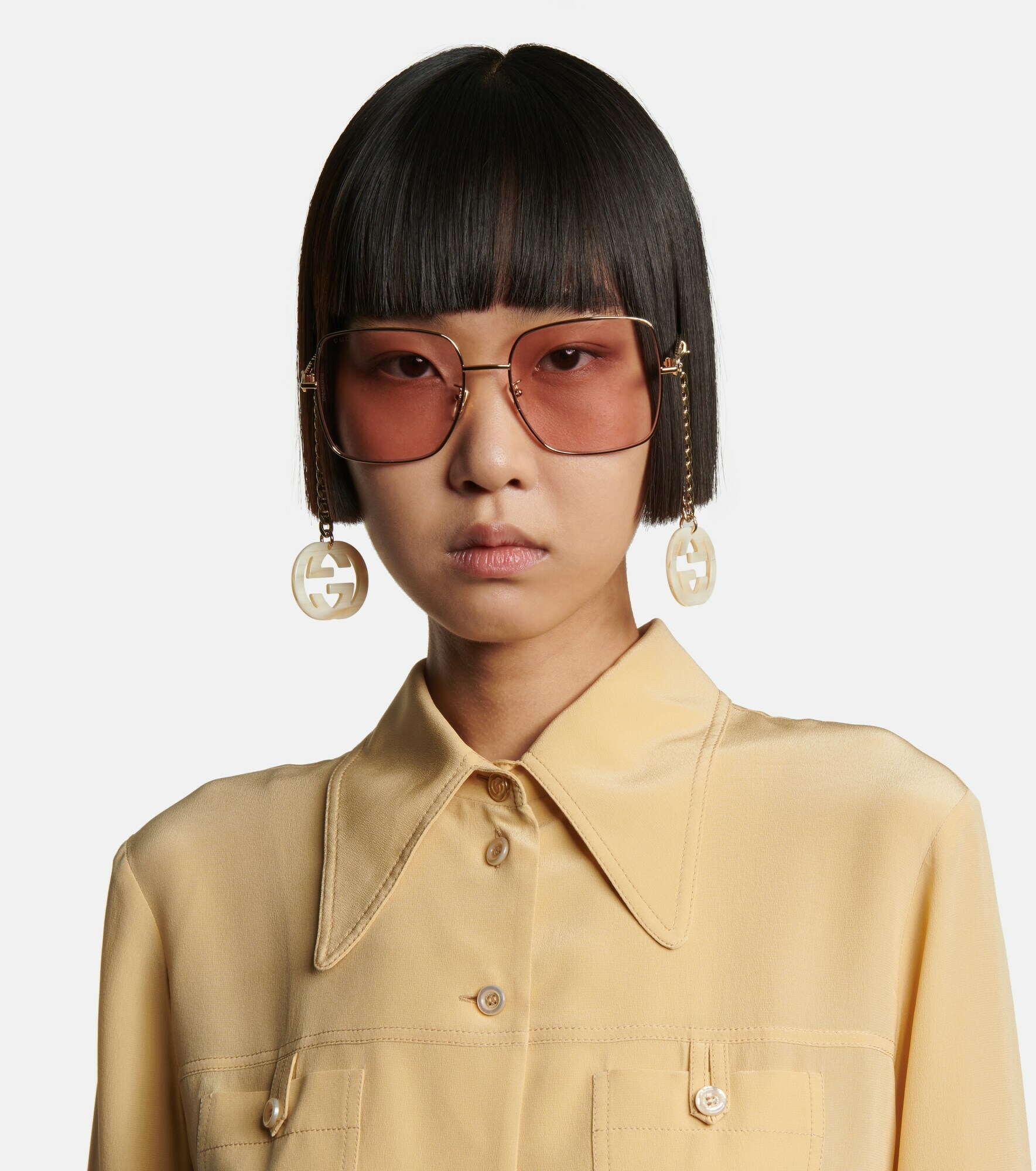 Gucci - Chain-trimmed square sunglasses Gucci