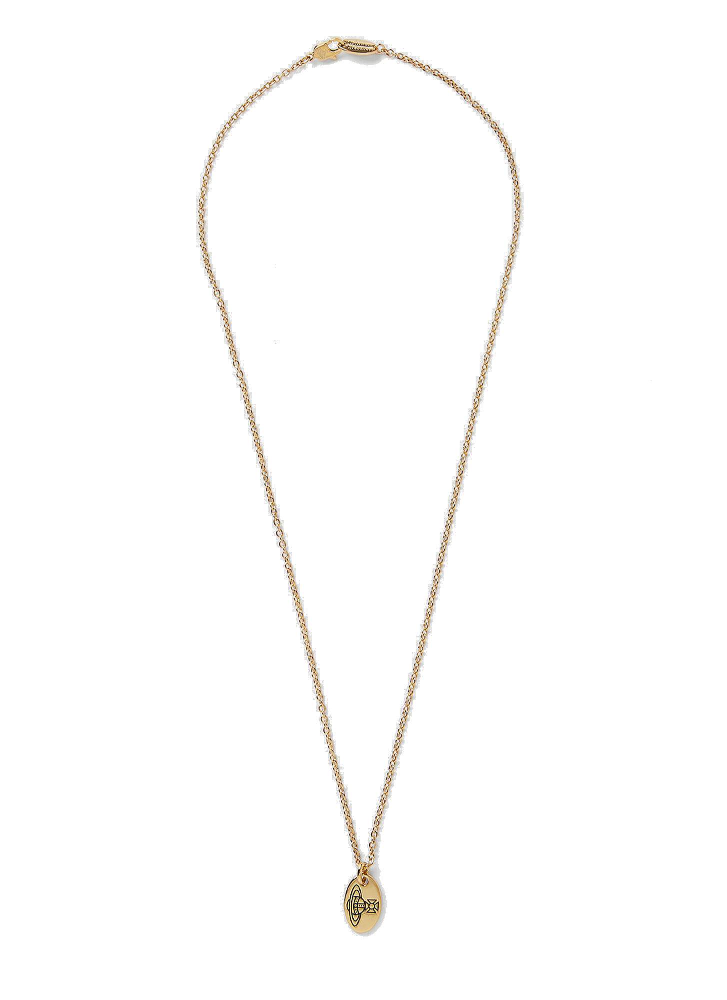 Tag Engraved Pendant Necklace in Gold Vivienne Westwood