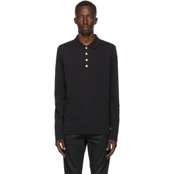 Balmain Black Long Sleeve Polo Balmain