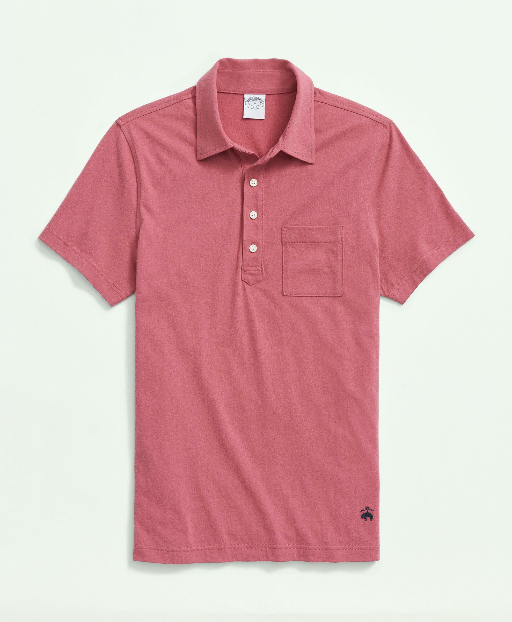 Brooks Brothers Men's Washed Cotton Jersey Polo Shirt | Dark Pink