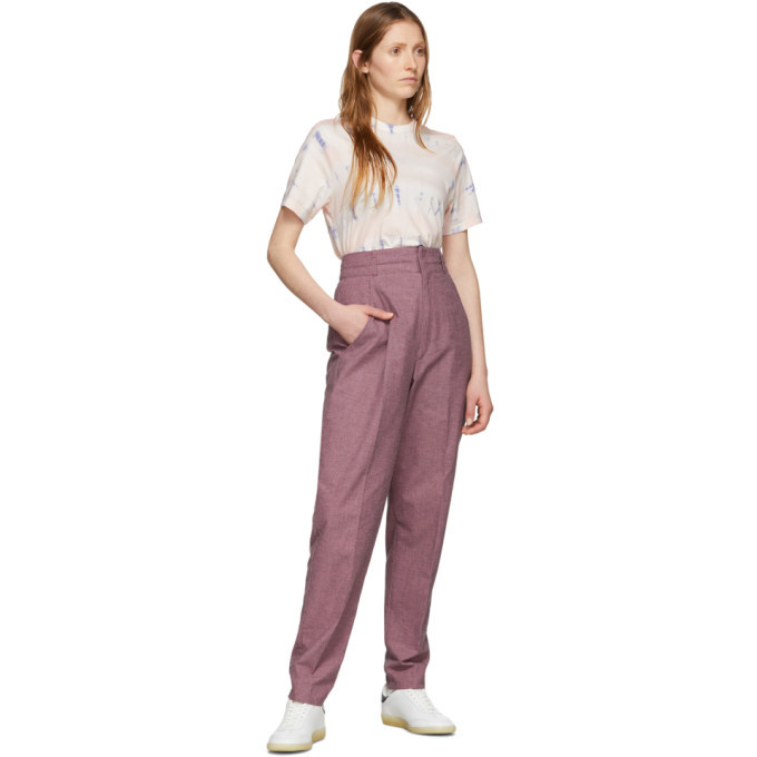 Isabel Marant Etoile Purple and Black Linen Loulia Trousers