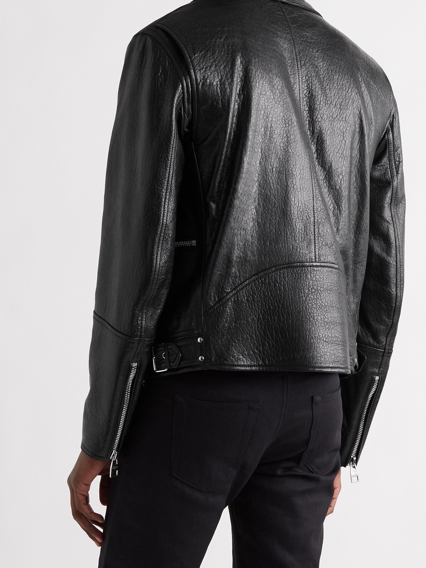 full grain leather biker jacket
