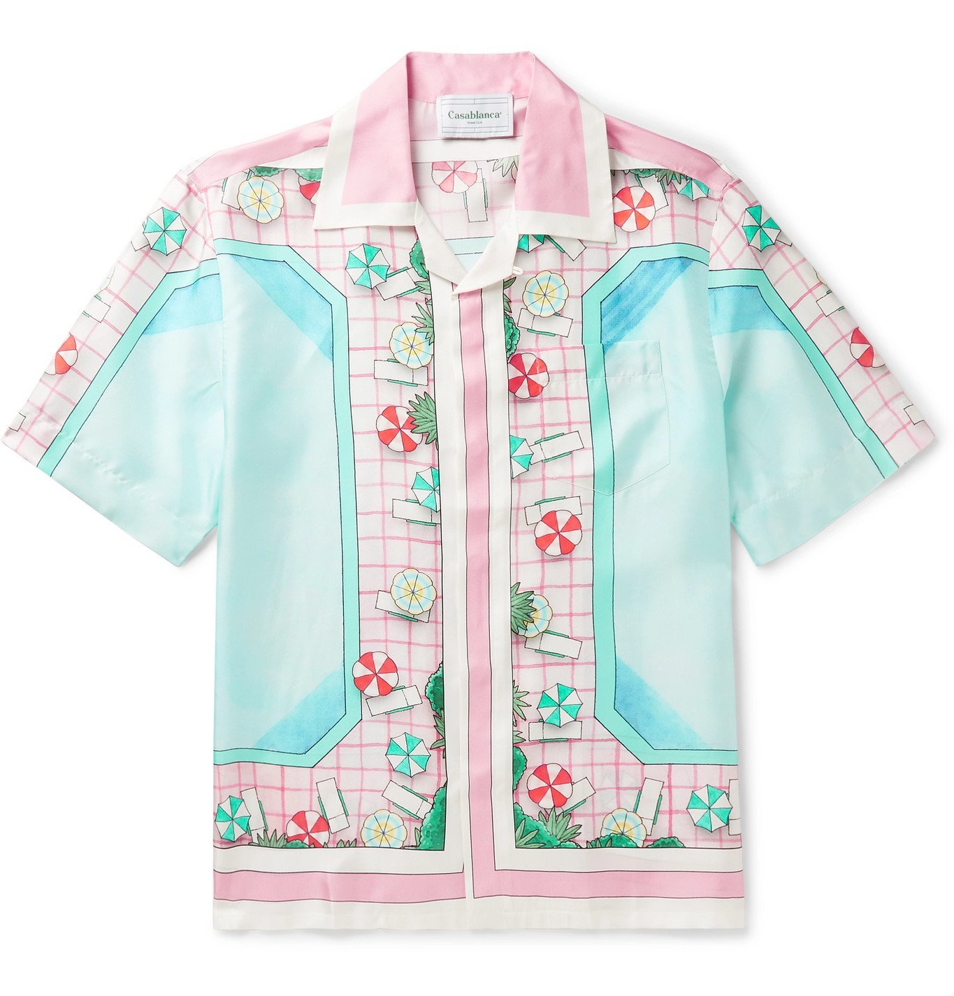 Casablanca CampCollar Printed SilkTwill Shirt Pink Casablanca