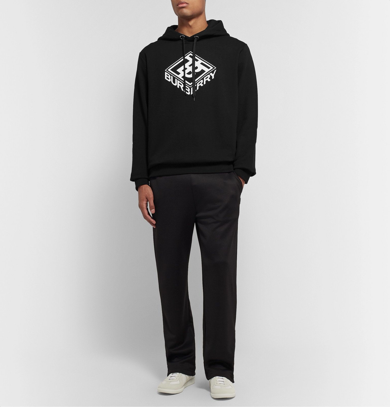 Burberry - Ellison Logo-Print Loopback Cotton-Jersey Hoodie - Black ...