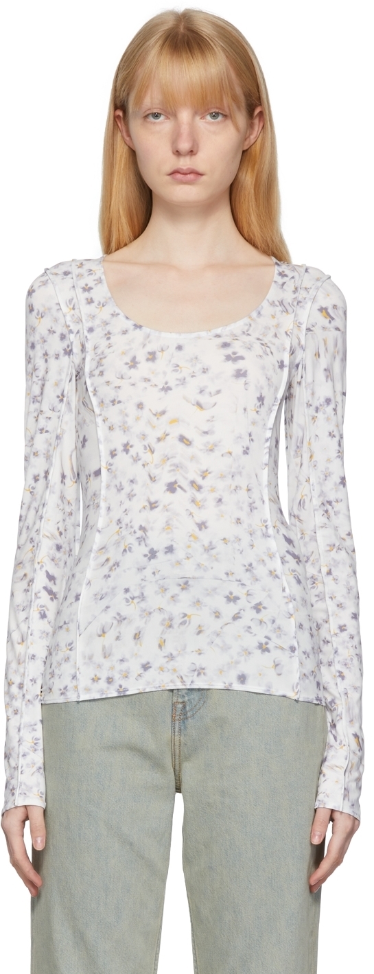 Acne Studios White Floral Long Sleeve TShirt Acne Studios