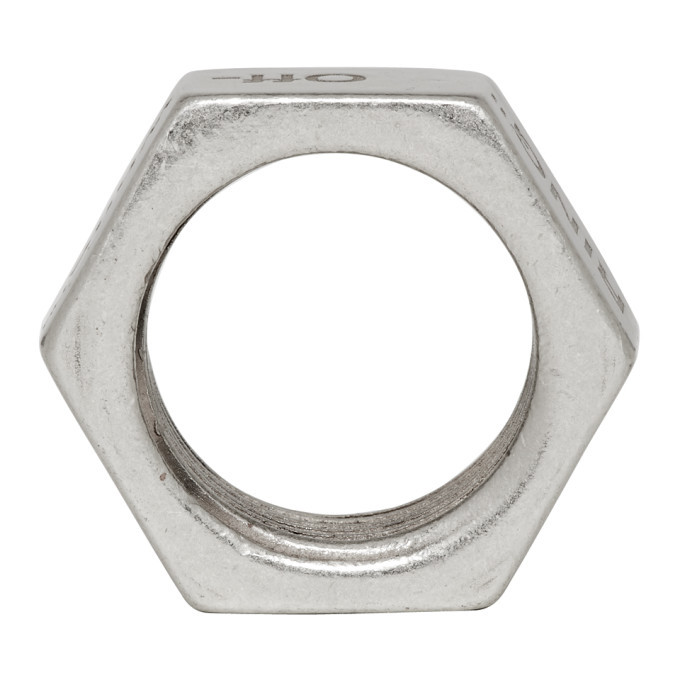 OffWhite Silver Hex Nut Ring OffWhite