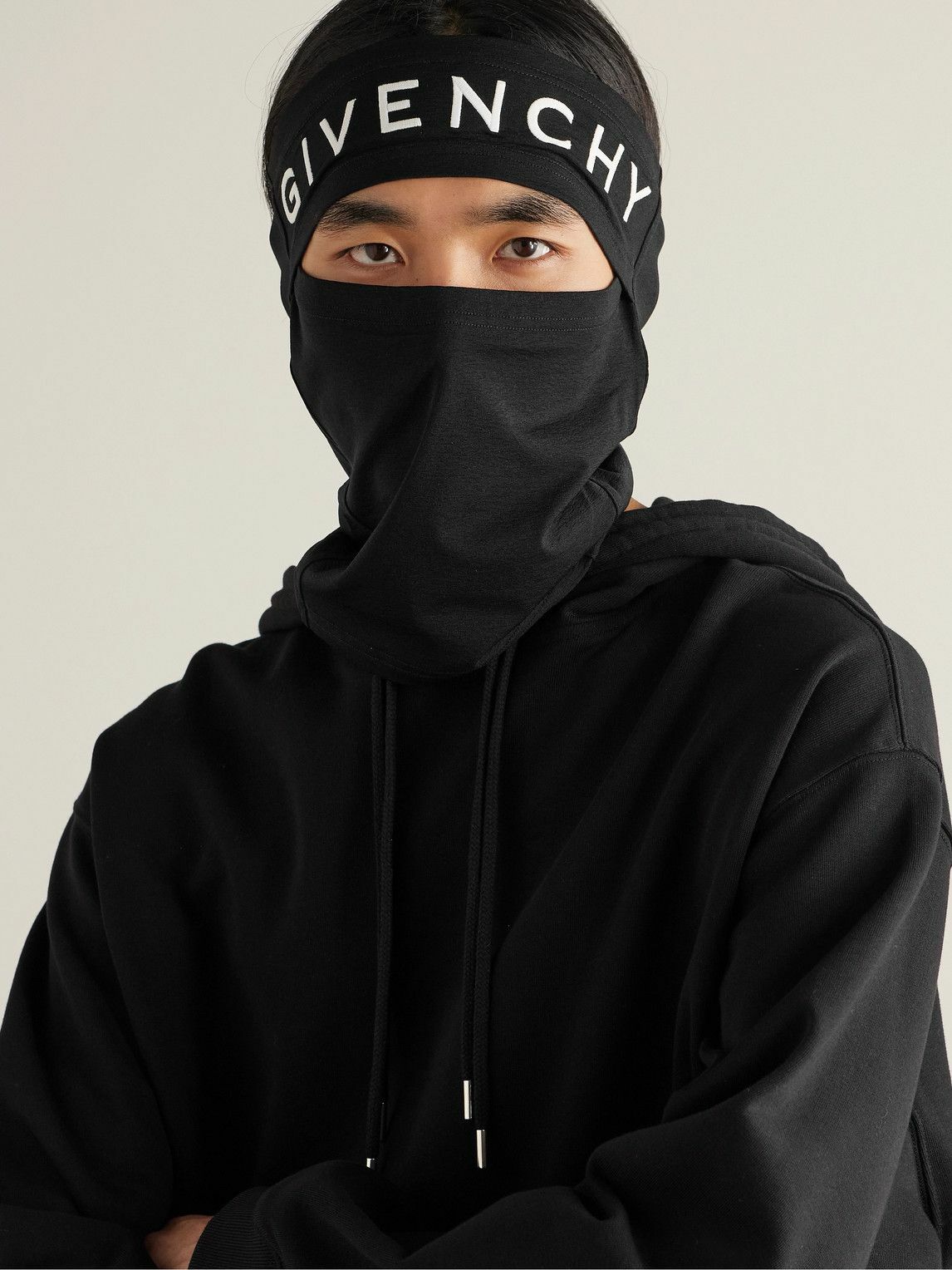Givenchy LogoEmbroidered StretchJersey Balaclava Black Givenchy