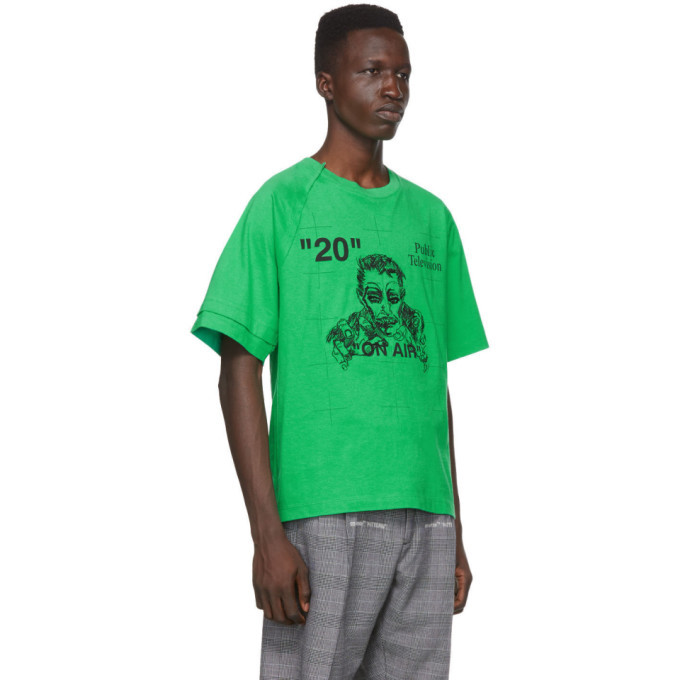 off white t shirt green