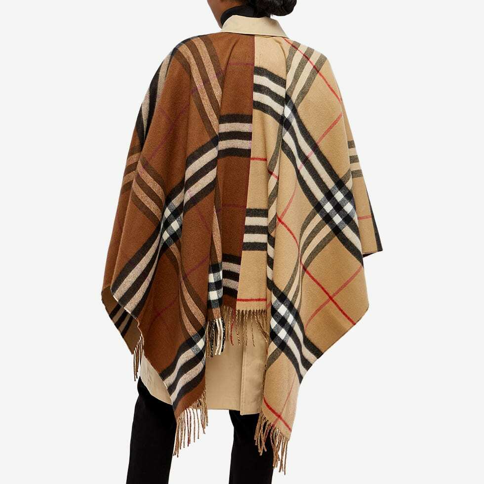 Burberry Women's Giant Check Cape in Archive Beige/Dark Brown Burberry