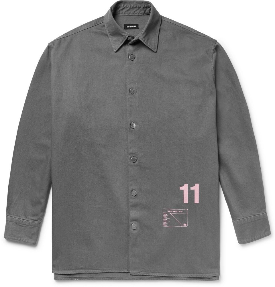 Raf Simons - Oversized Printed Denim Shirt Jacket - Men - Gray Raf 