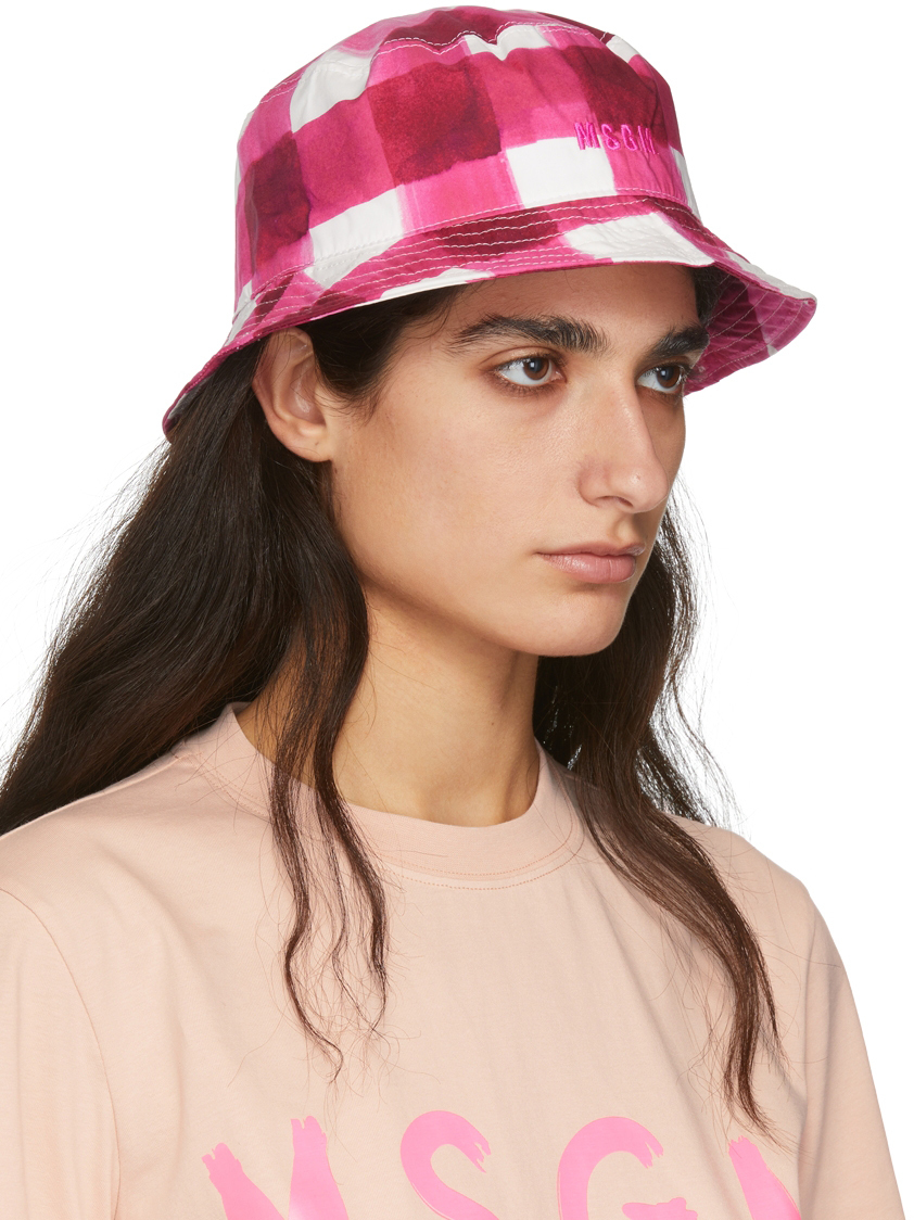 pink plaid bucket hat