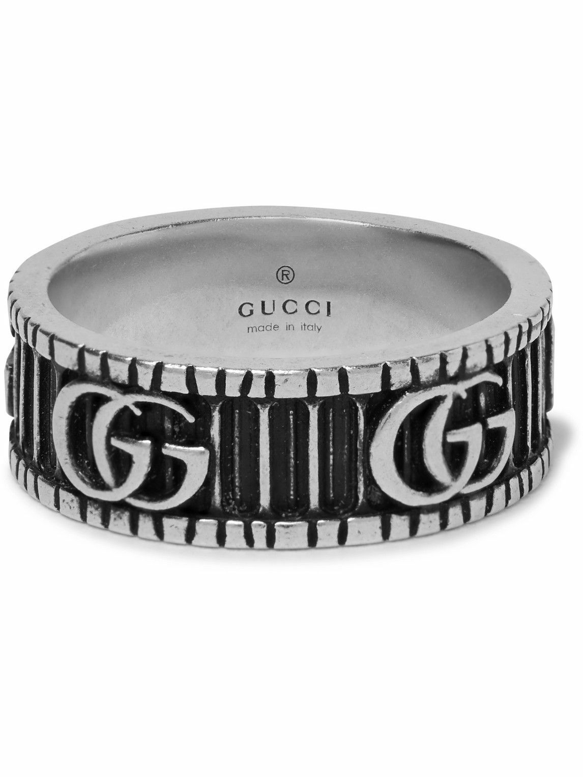 GUCCI Engraved Silver Ring Silver Gucci