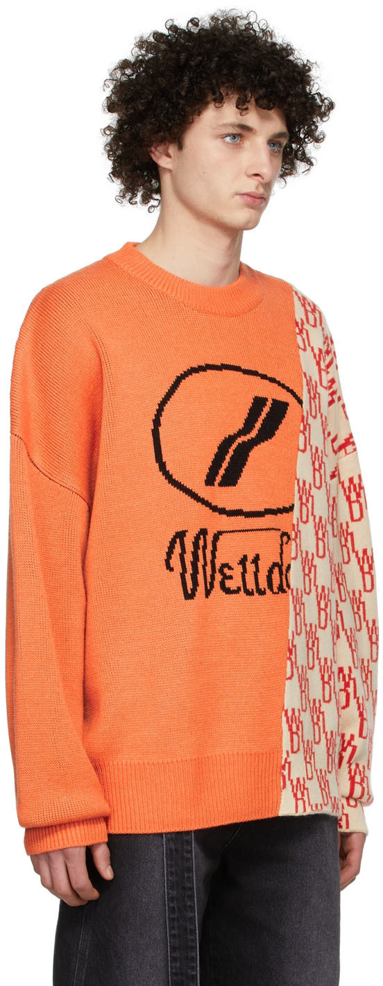 We11done Orange WD1 Graphic Mix Logo Sweater We11done