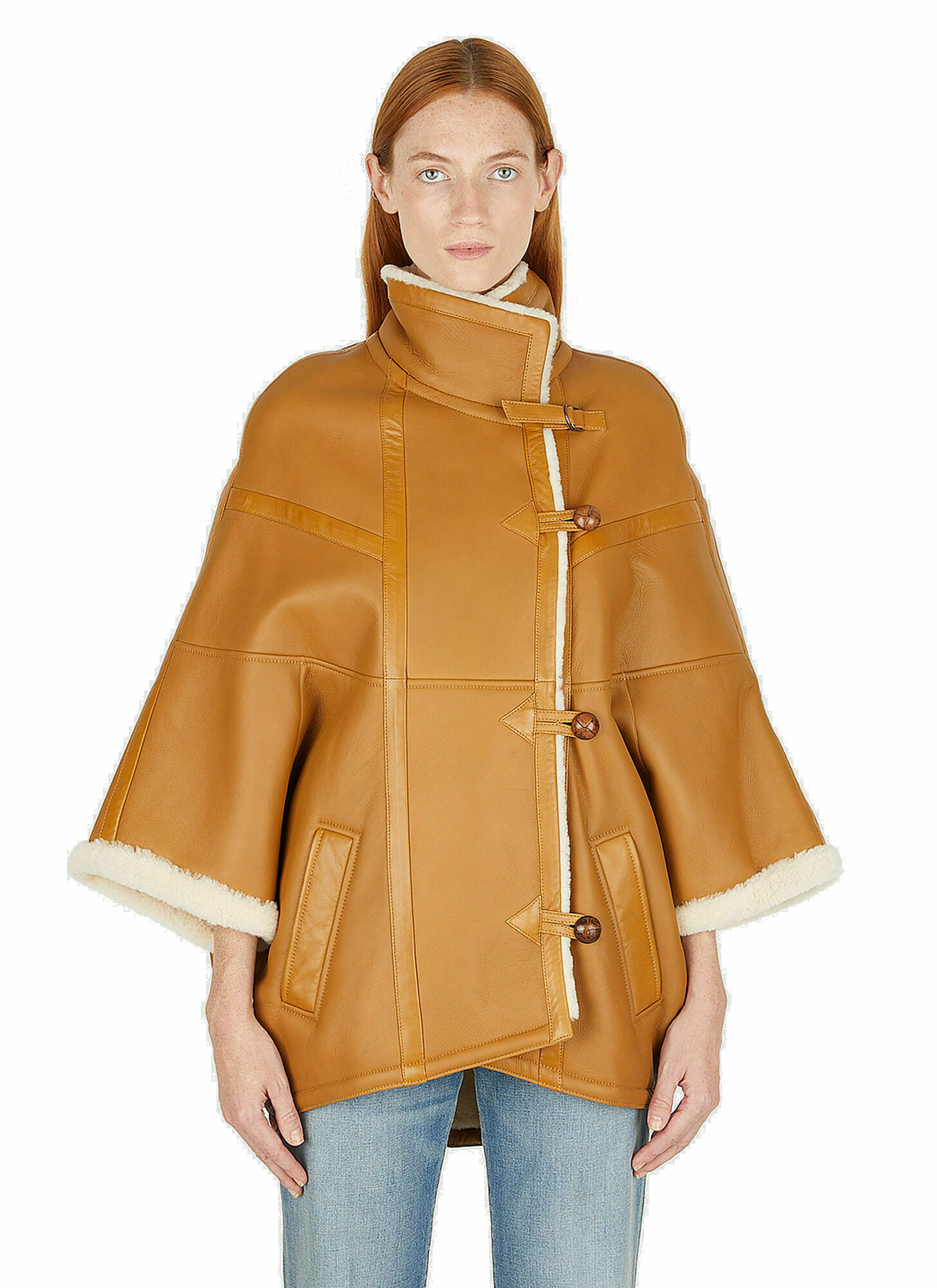 Photo: Leather Cape Jacket in Beige