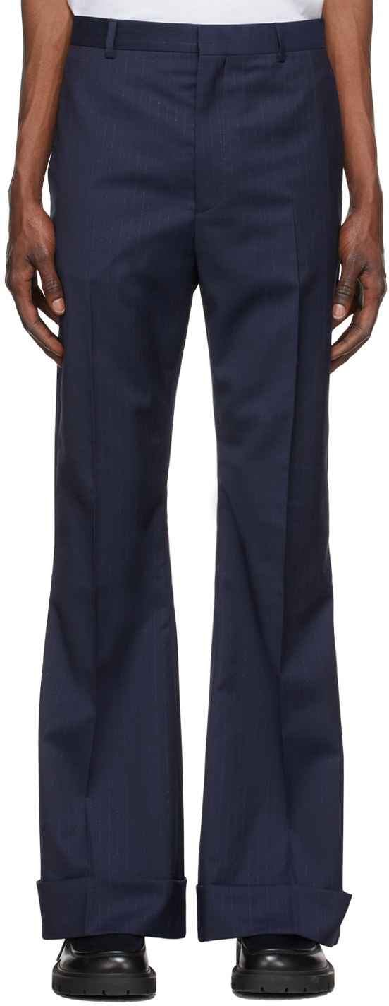 Acne Studios Navy Wool Flared Trousers 