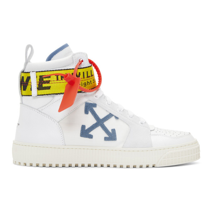 Off-White White and Blue Industrial High-Top Sneakers Off-White