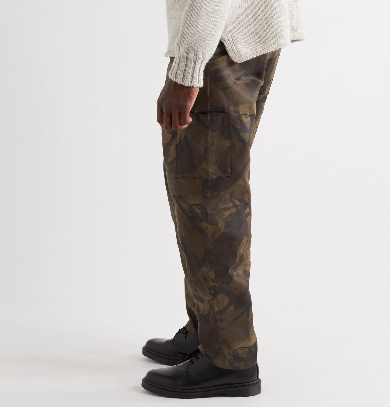 OLIVER SPENCER - Judo Tapered Camouflage-Print Herringbone Cotton-Twill Cargo Trousers - Brown