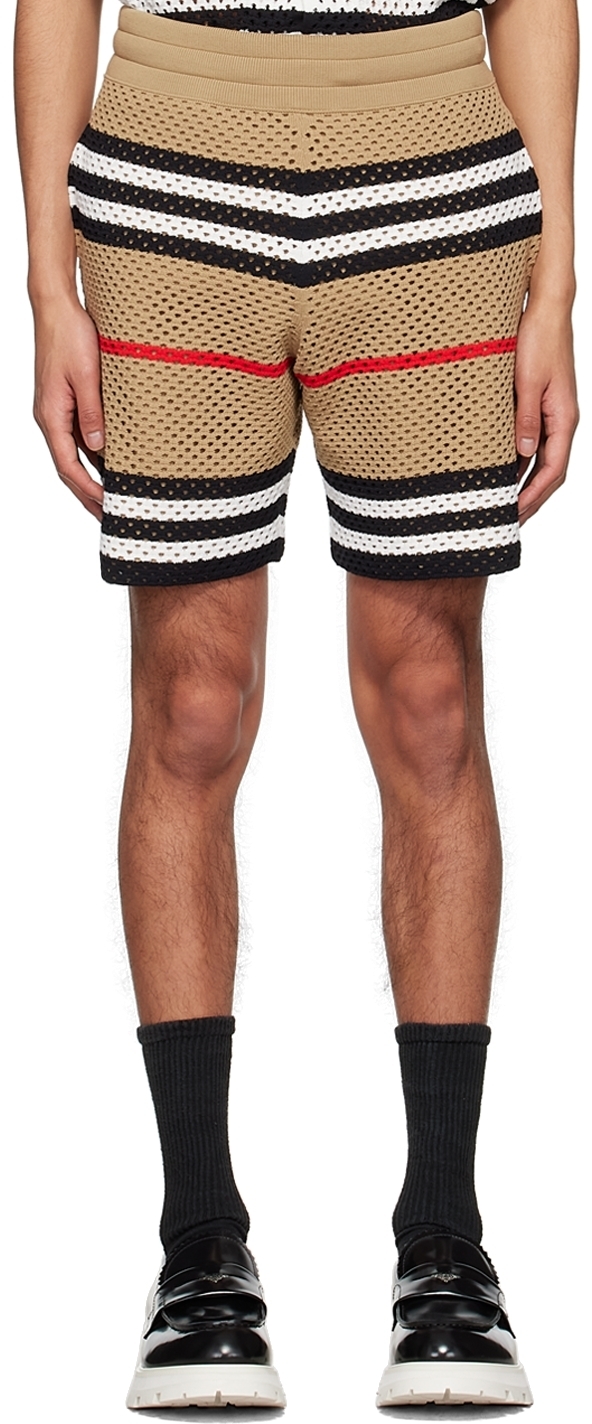 Burberry Beige Icon Stripe Shorts Burberry