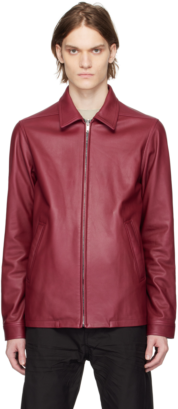 Rick Owens Burgundy Brad Leather Jacket Rick Owens