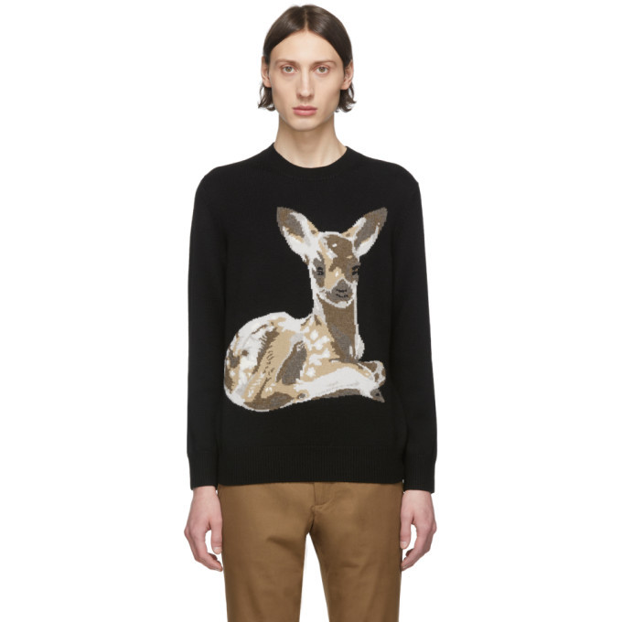 Burberry Black Fawn Crewneck Sweater Burberry