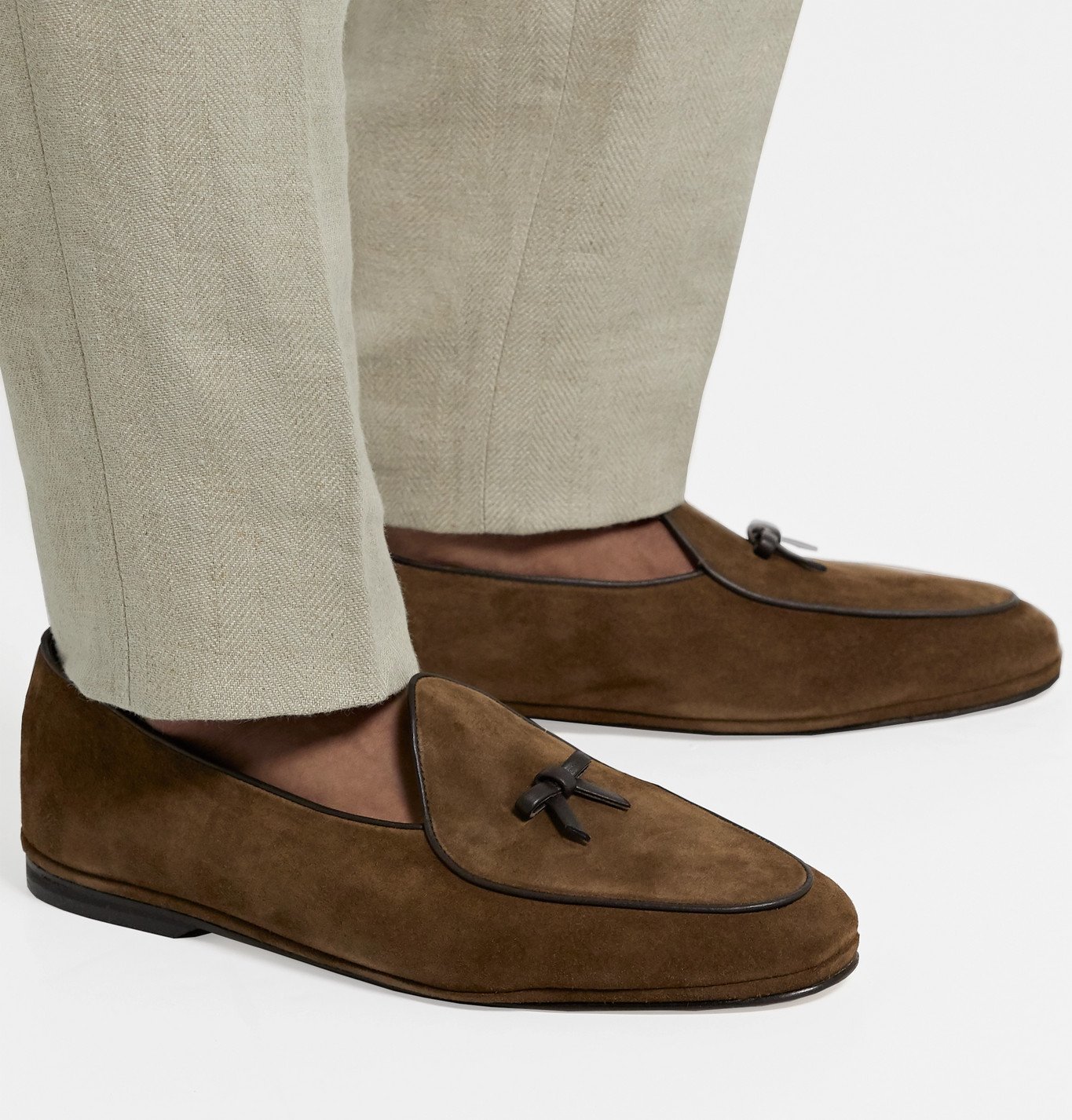 Rubinacci - Marphy Leather-Trimmed Suede Tasselled Loafers - Brown ...