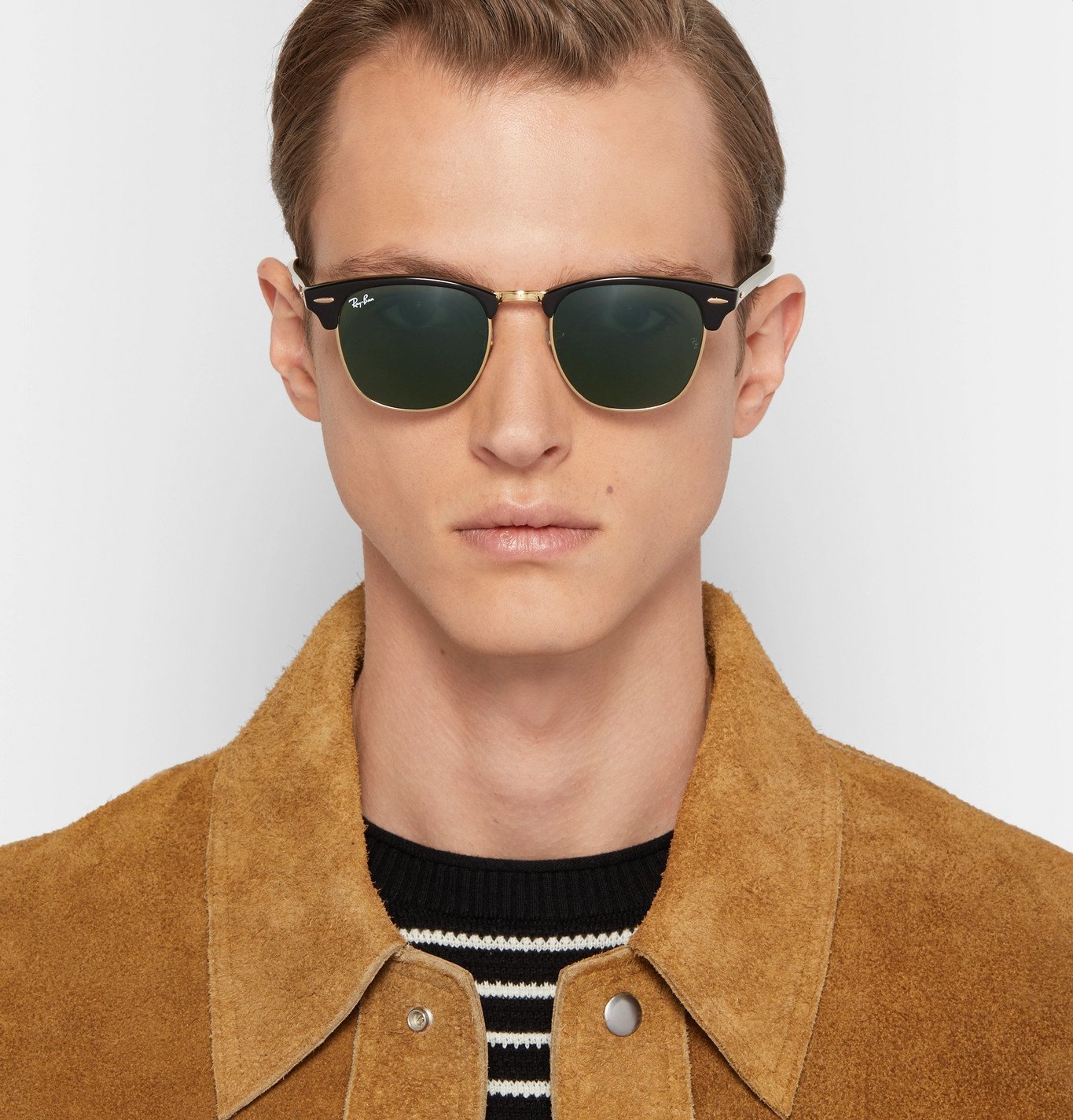Ray-Ban - Clubmaster Square-Frame Acetate and Gold-Tone Sunglasses - Black Ray  Ban