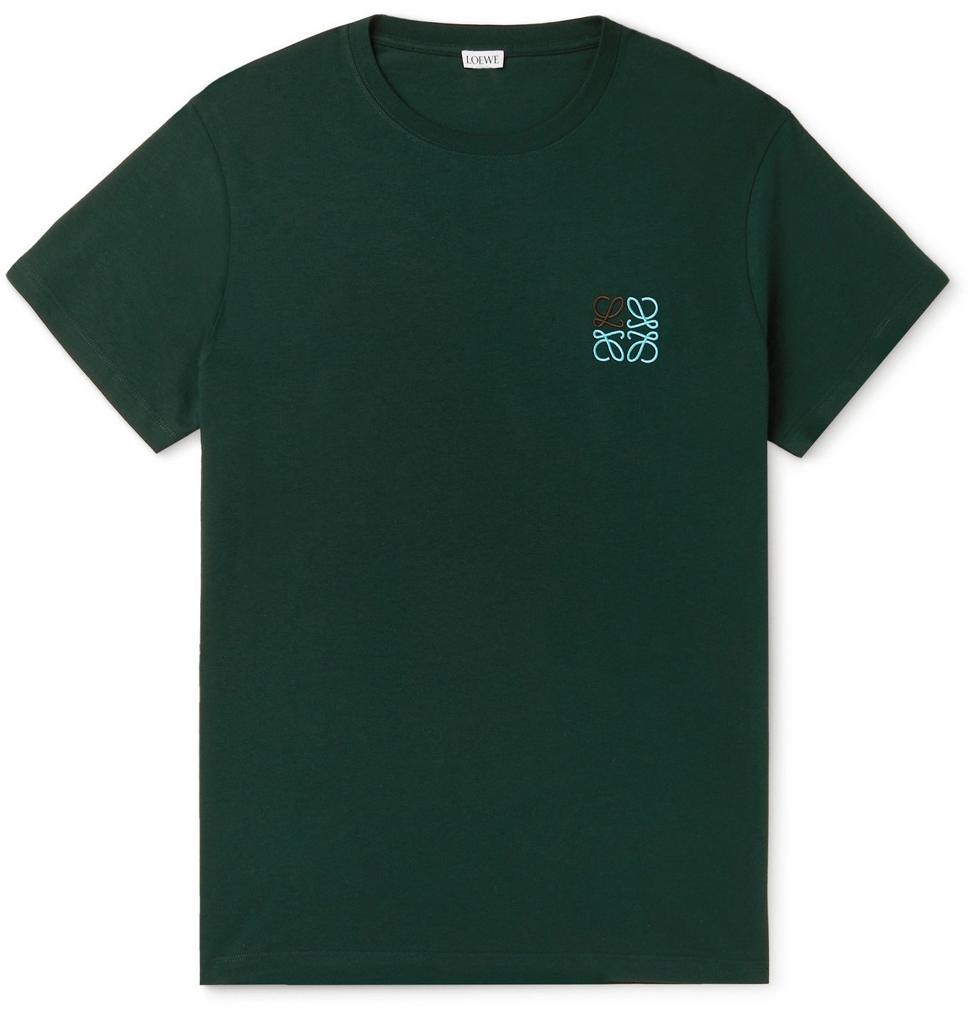 LOEWE - Logo-Embroidered Cotton-Jersey T-Shirt - Green Loewe