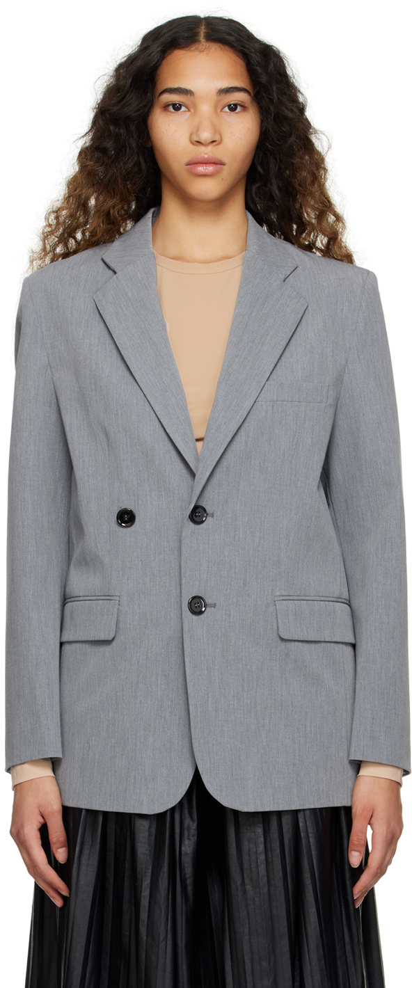 MM6 Maison Margiela Gray Double-Breasted Blazer MM6 Maison Margiela