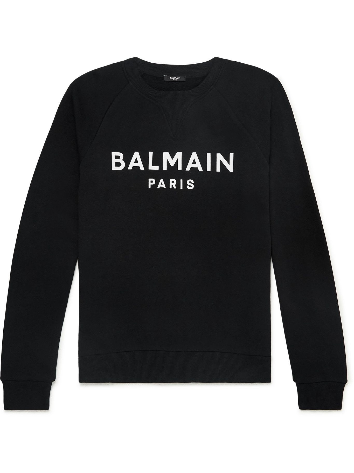 BALMAIN - Logo-Print Cotton-Jersey Sweatshirt - Black Balmain