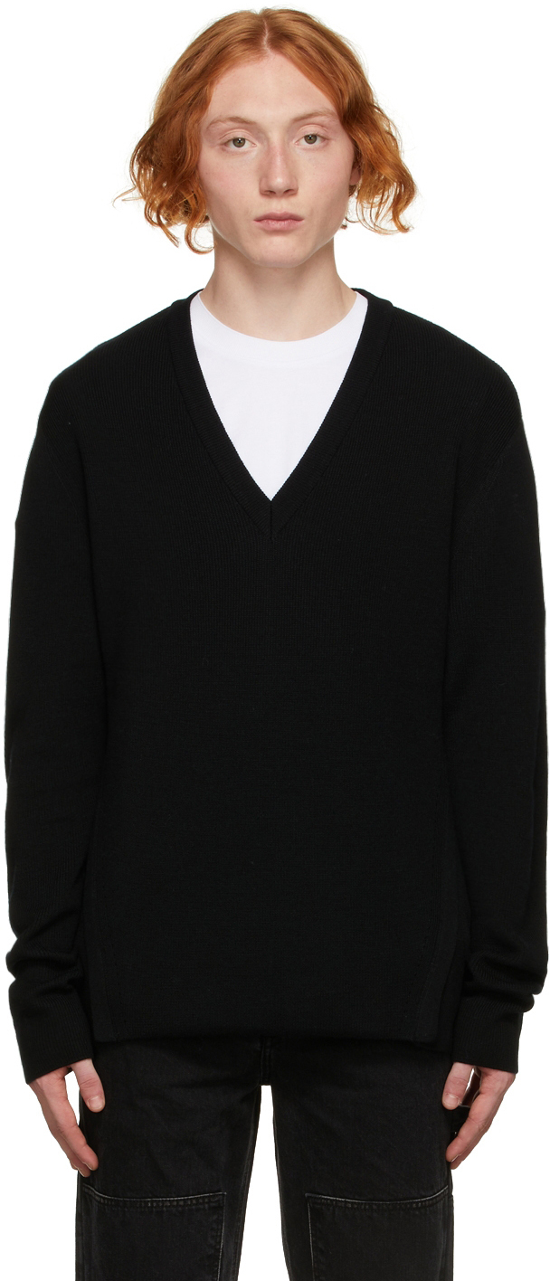 oversized black v neck sweater