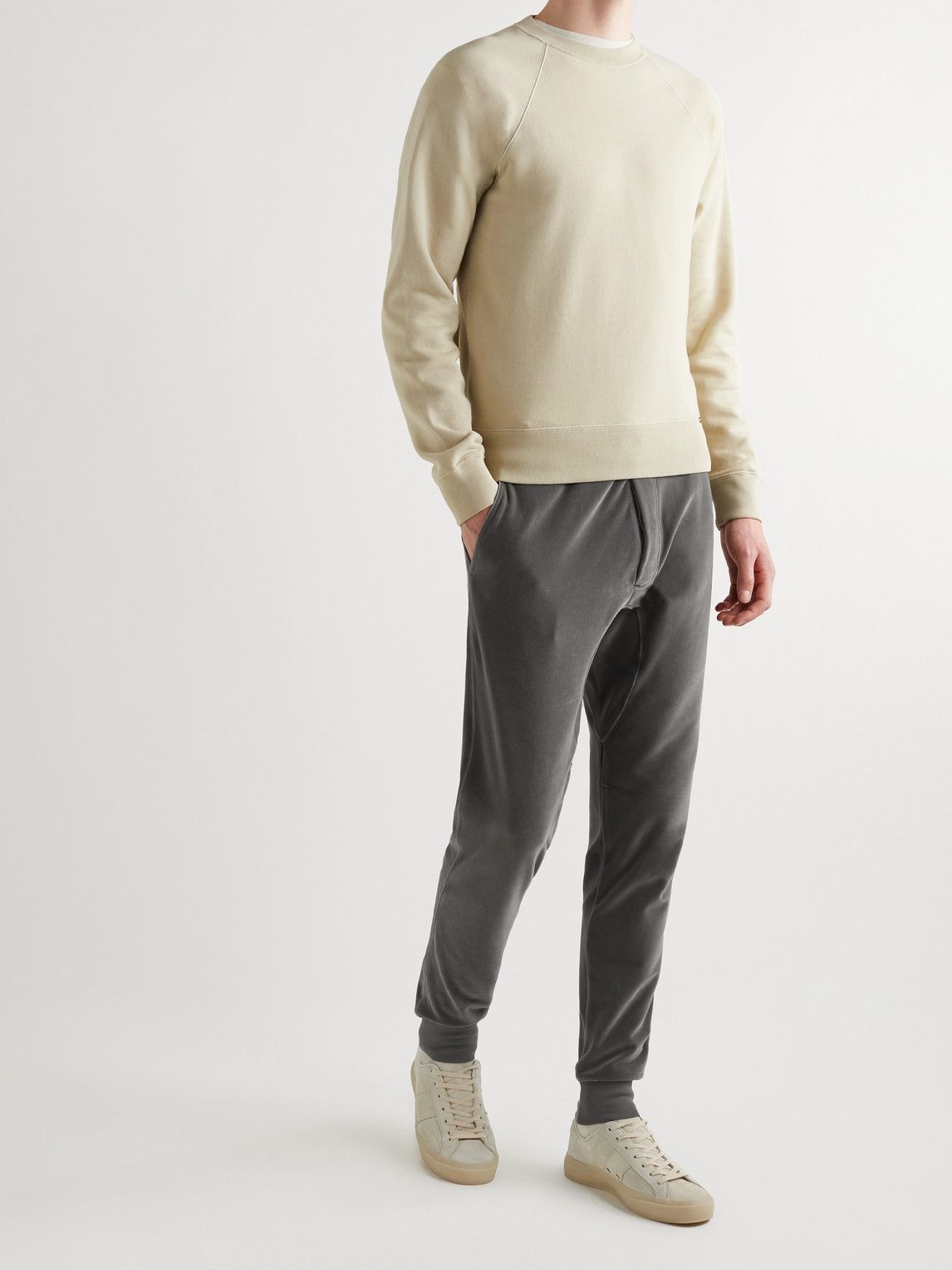 TOM FORD - Tapered Cotton-Blend Velour Sweatpants - Gray TOM FORD