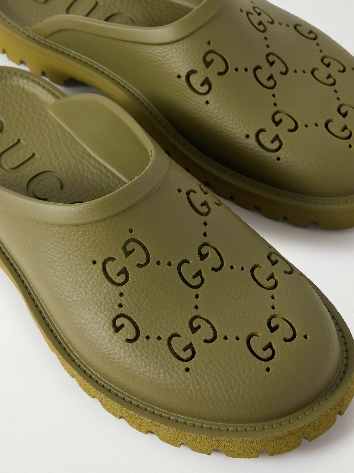 GUCCI LogoPerforated Rubber Clogs Green Gucci