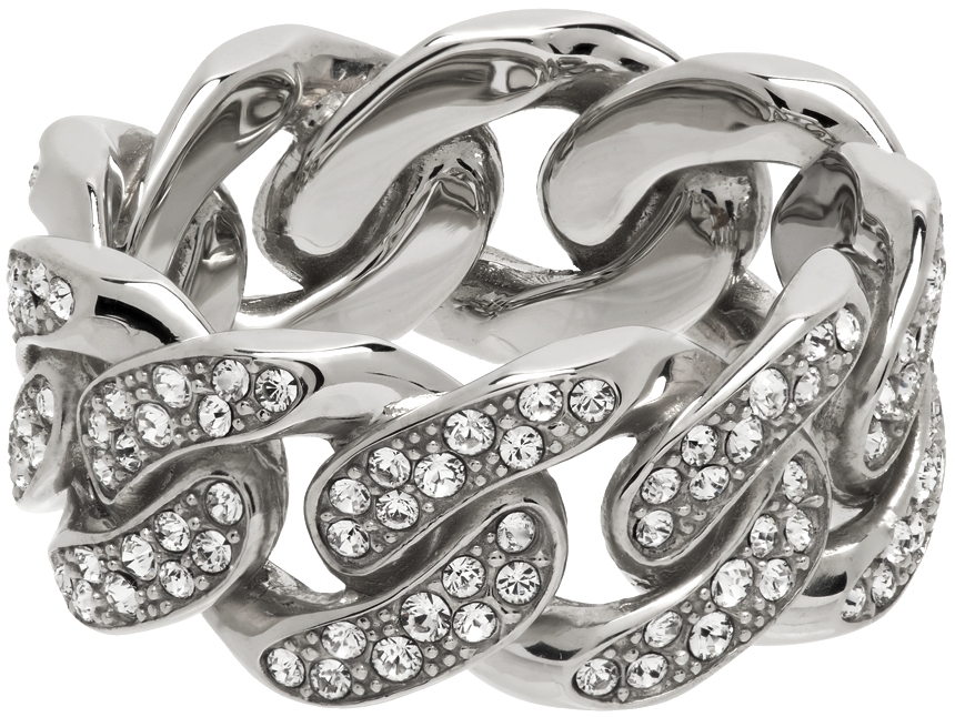 AMBUSH Silver Pavé Classic Chain Ring Ambush