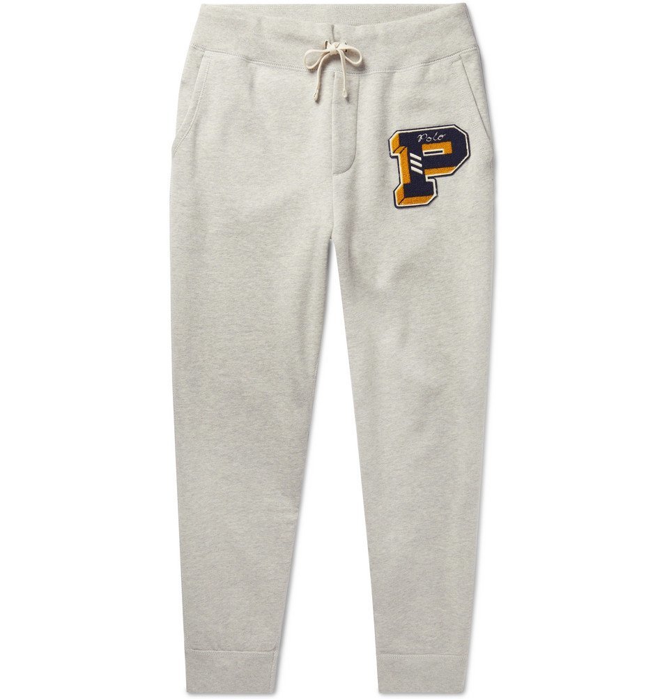 Polo Ralph Lauren - Tapered Logo-Appliquéd Mélange Fleece-Back Cotton-Blend  Jersey Sweatpants - Men - Gray Polo Ralph Lauren
