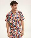Brooks Brothers Men's Et Vilebrequin Bowling Shirt in the Mixed Signals Print | Navy