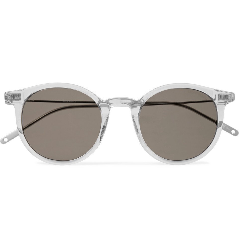 Montblanc Round Frame Acetate And Silver Tone Sunglasses Gray Montblanc 