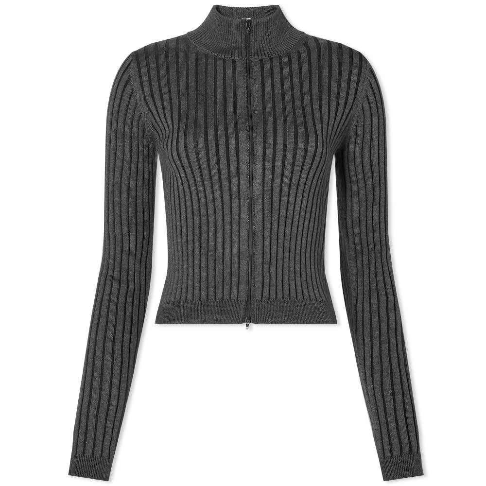 John Elliott Reveal Silk Cashmere Rib Zip Up Top John Elliott