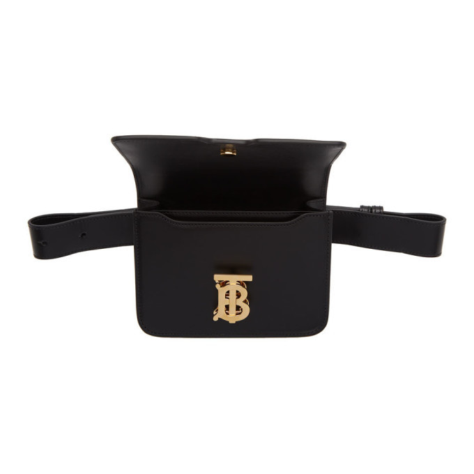 Burberry Black Leather TB Bum Bag Burberry