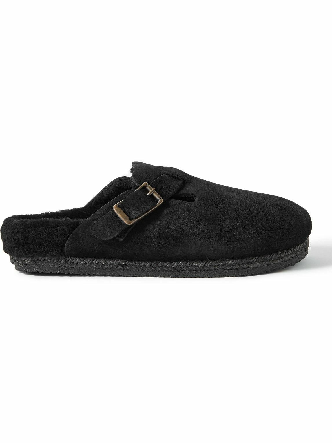 Yuketen - Sal-1 Shearling-Lined Suede Sandals - Black Yuketen