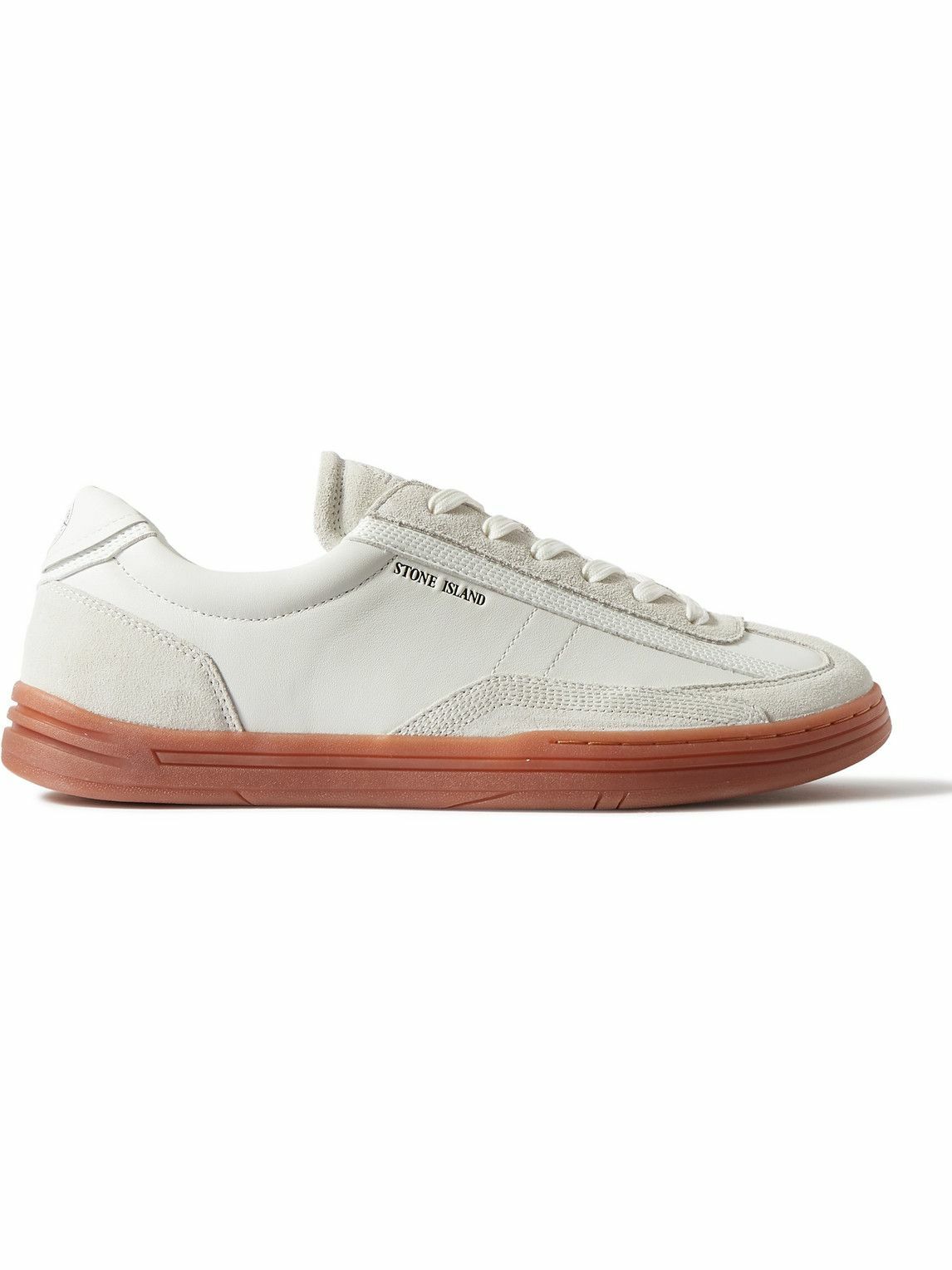 Photo: Stone Island - Rock Suede-Trimmed Leather Sneakers - White