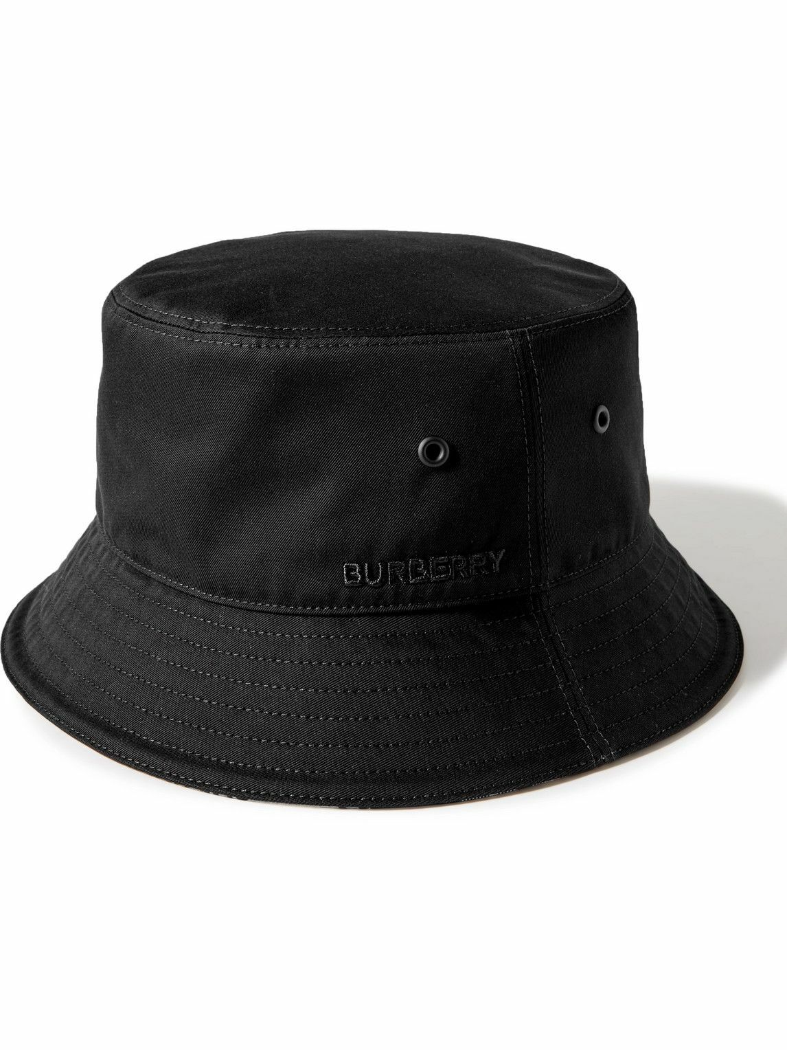 Burberry LogoEmbroidered CottonGabardine Bucket Hat Black Burberry