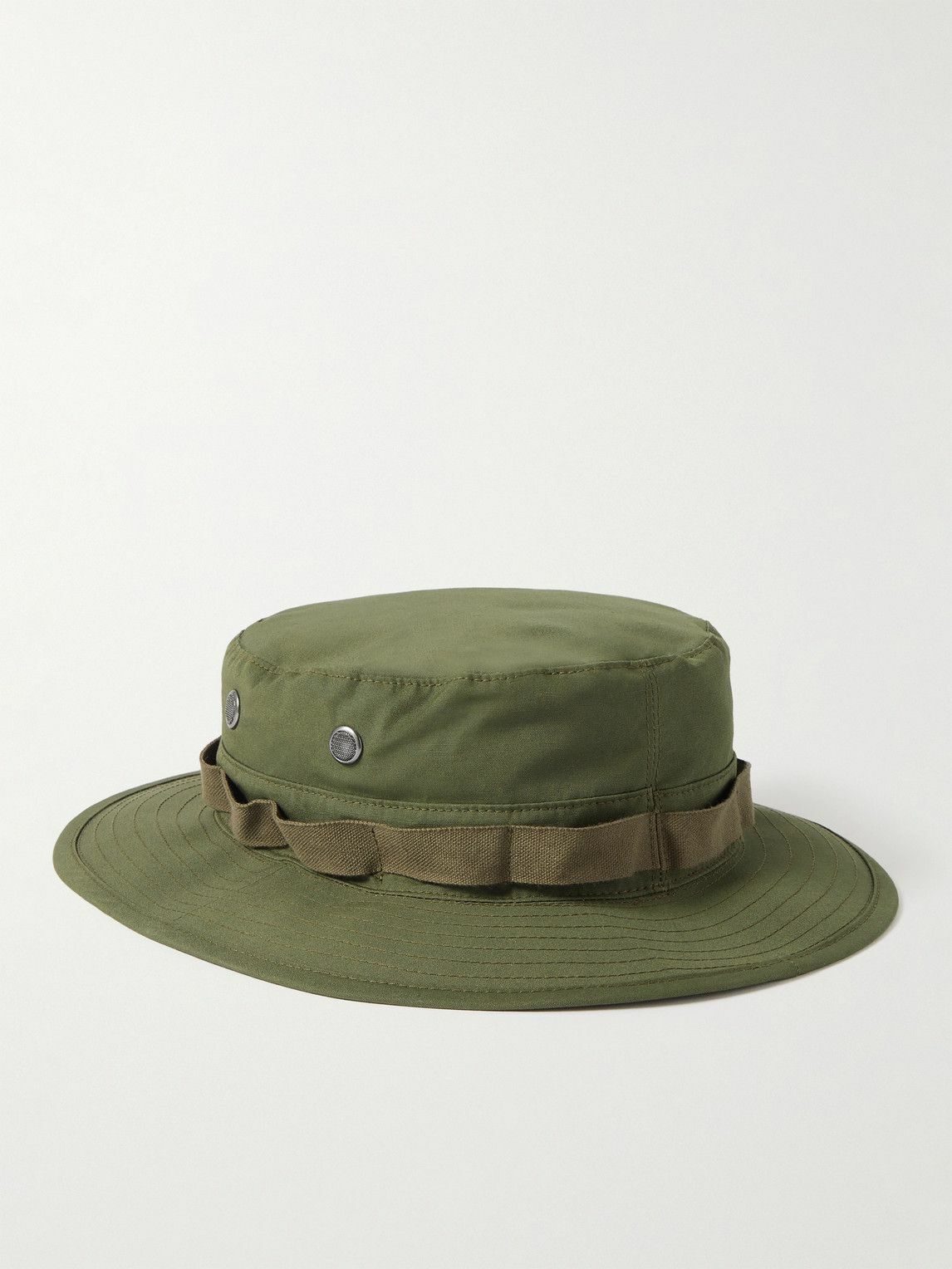 THE REAL MCCOY'S - Webbing-Trimmed Cotton-Poplin Bucket Hat - Green