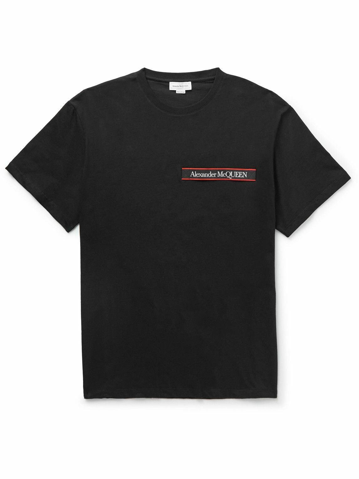 Alexander McQueen - Logo Webbing-Trimmed Jersey T-Shirt - Black ...